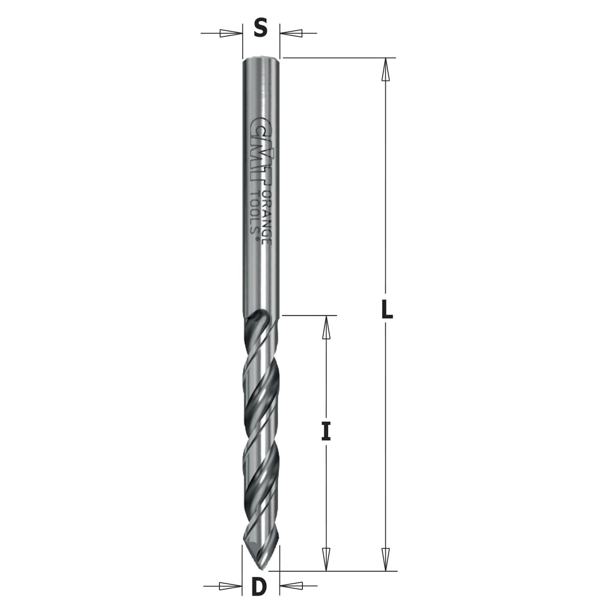 Doorgangsboor, V-punt 60° geslepen, rechts