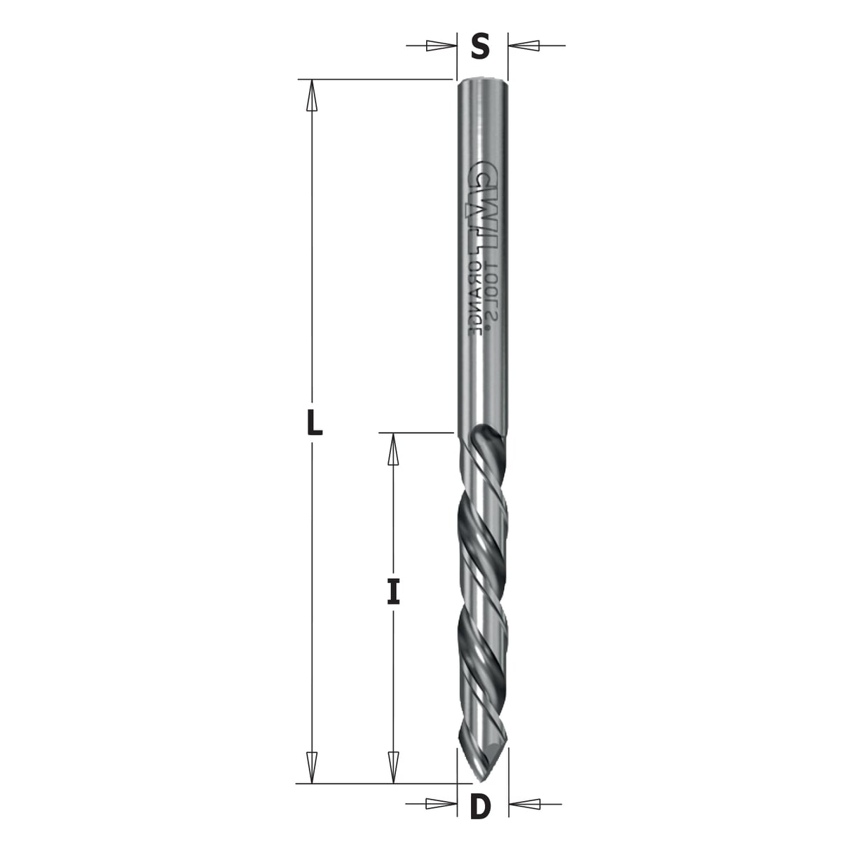 Doorgangsboor, V-punt 60° geslepen, links