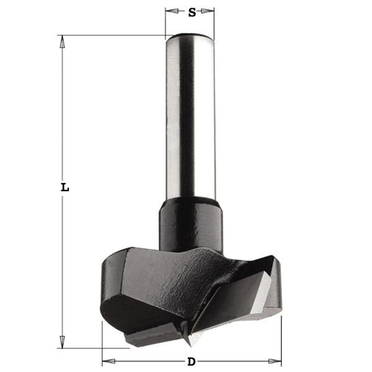 Cilinderkopboor zonder voorsnijders D=25