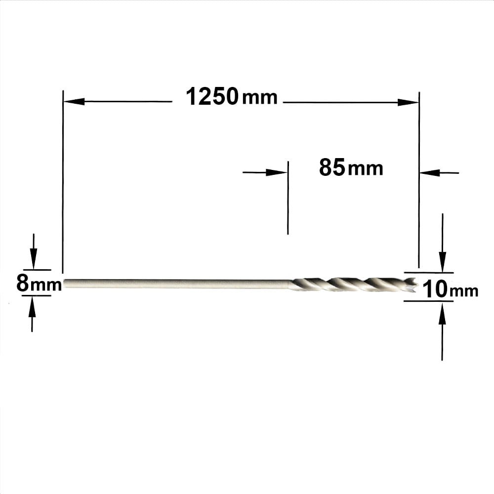 Lange houtboor 10mm x 1.250 mm lengte