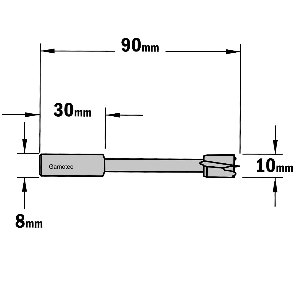 Cilinderkopboor D=10, rechts