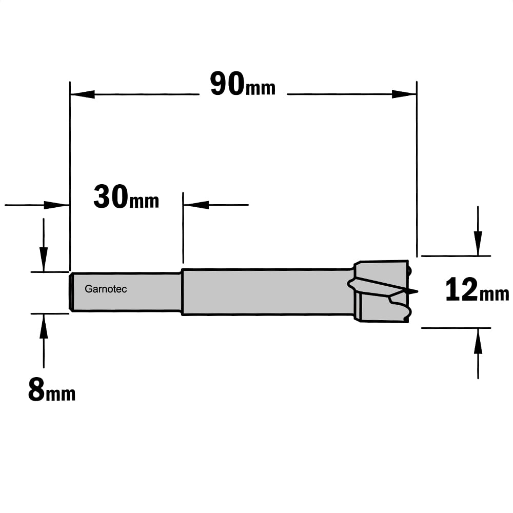 Cilinderkopboor D=12, rechts