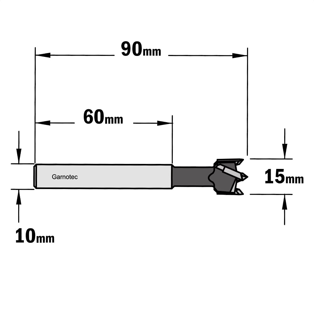 Cilinderkopboor D=15, rechts