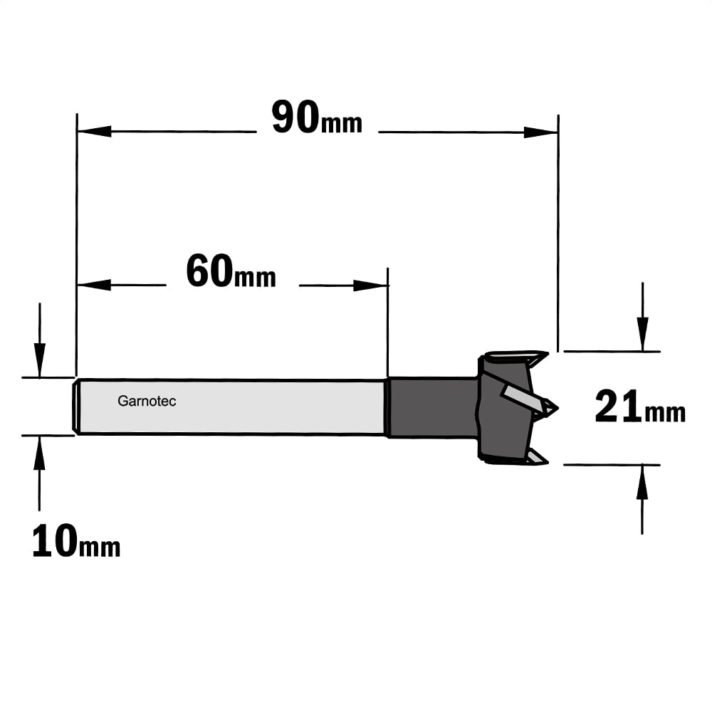 Cilinderkopboor D=21, rechts
