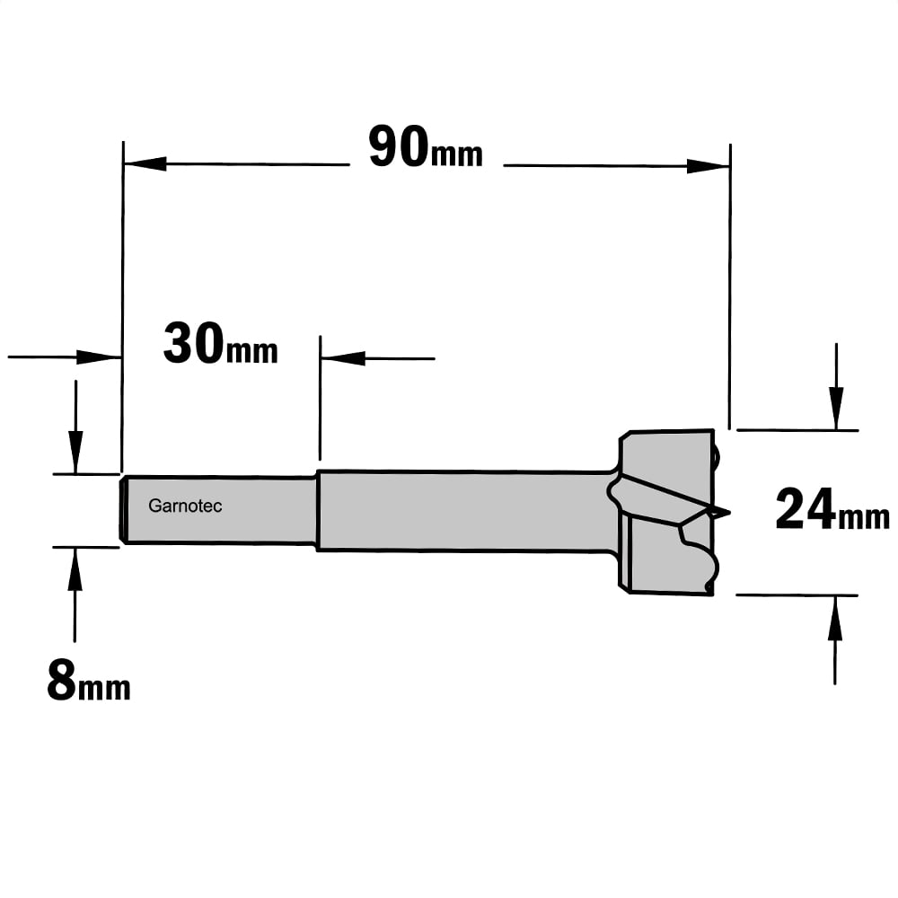 Cilinderkopboor D=24, rechts