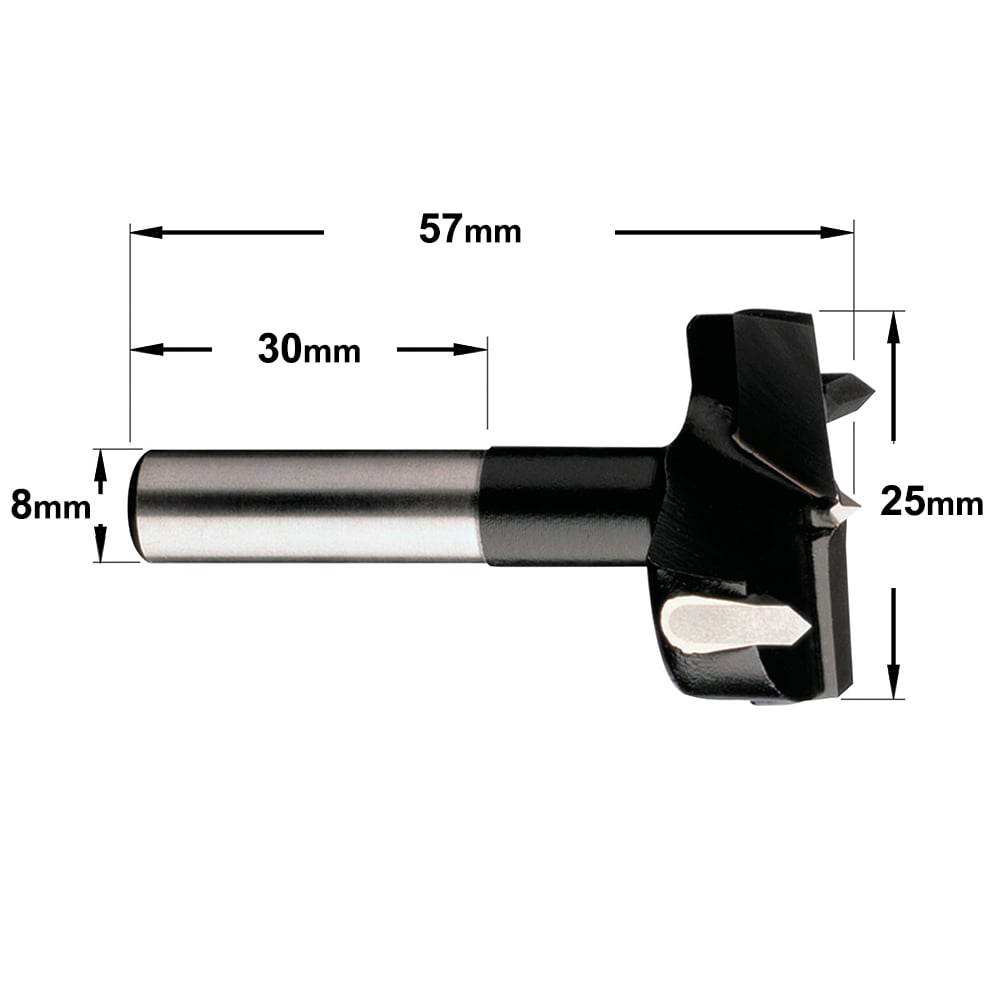 Cilinderkopboor D=25, rechts