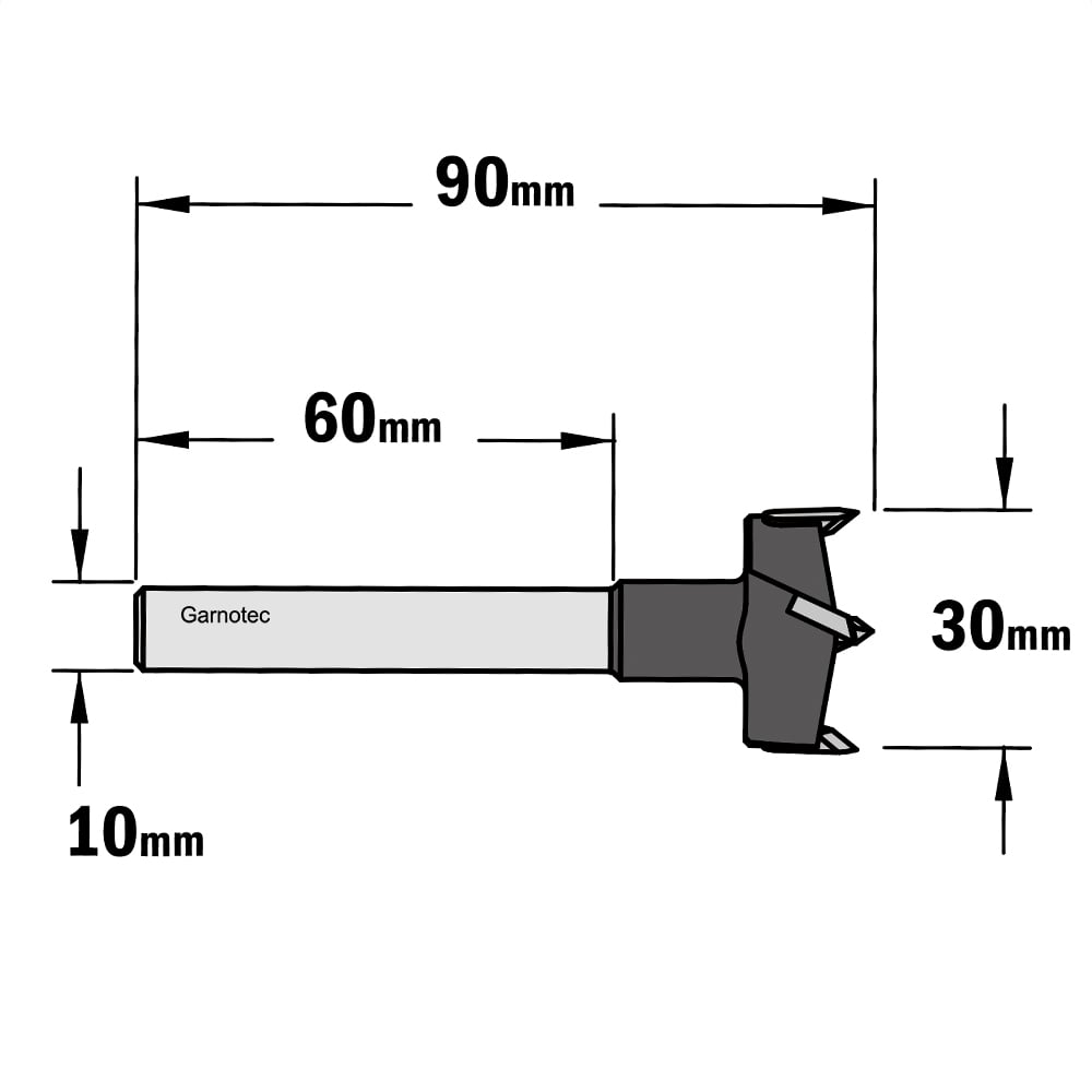 Cilinderkopboor D=30, rechts