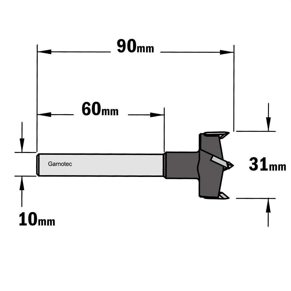 Cilinderkopboor D=31, rechts