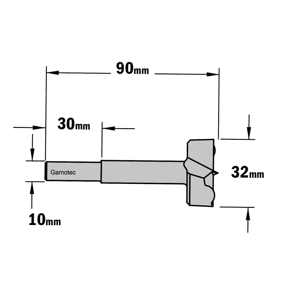 Cilinderkopboor D=32, rechts
