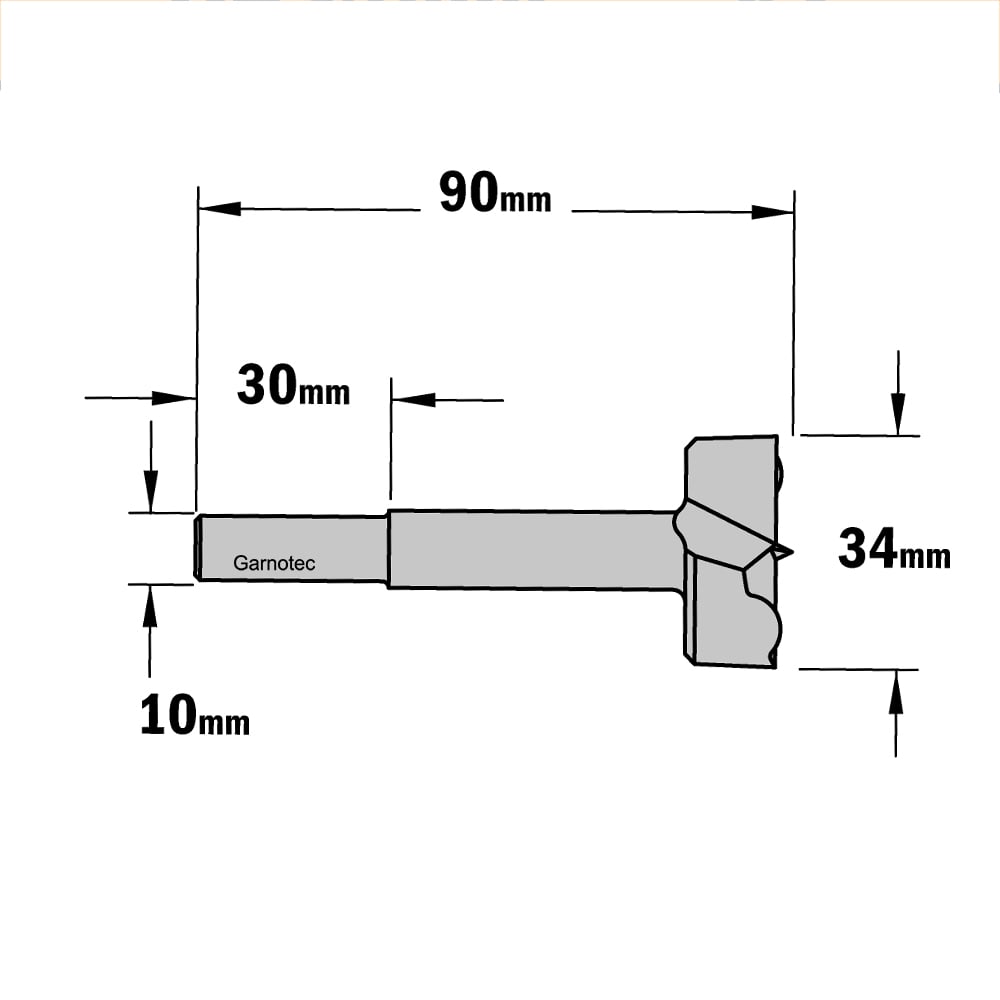 Cilinderkopboor D=34, rechts
