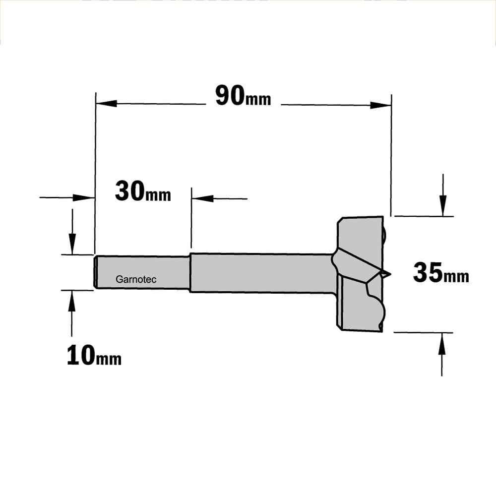 Cilinderkopboor D=35, rechts