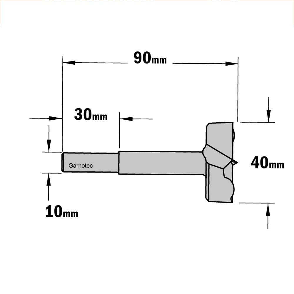 Cilinderkopboor D=40, rechts