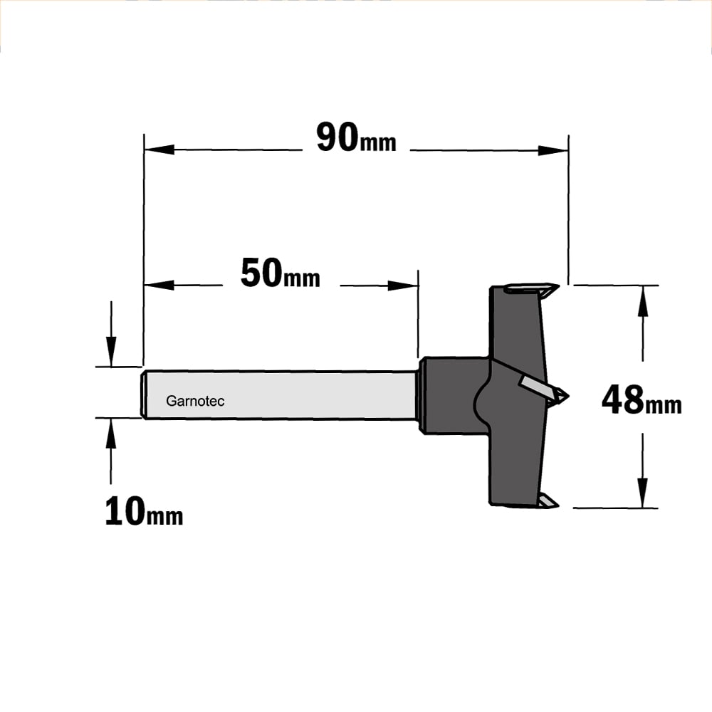 Cilinderkopboor D=48, rechts