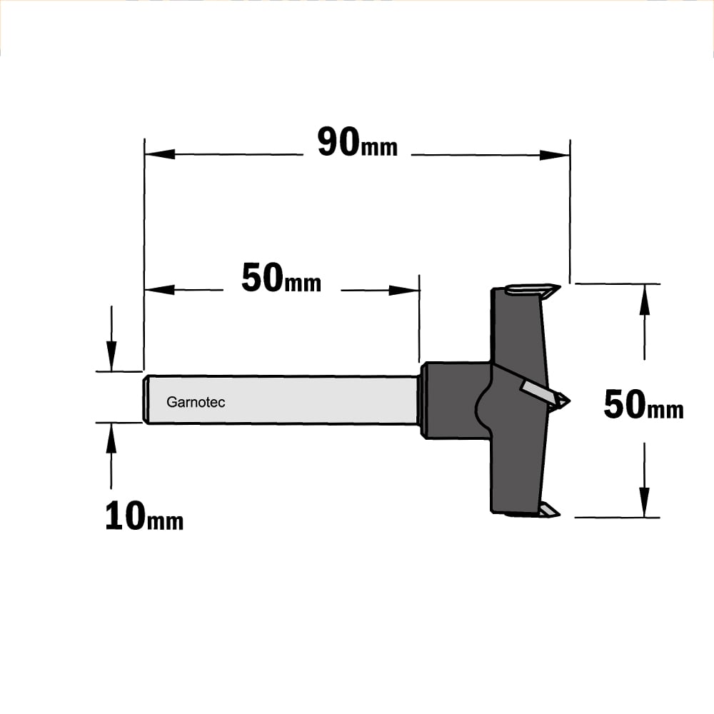 Cilinderkopboor D=50, rechts