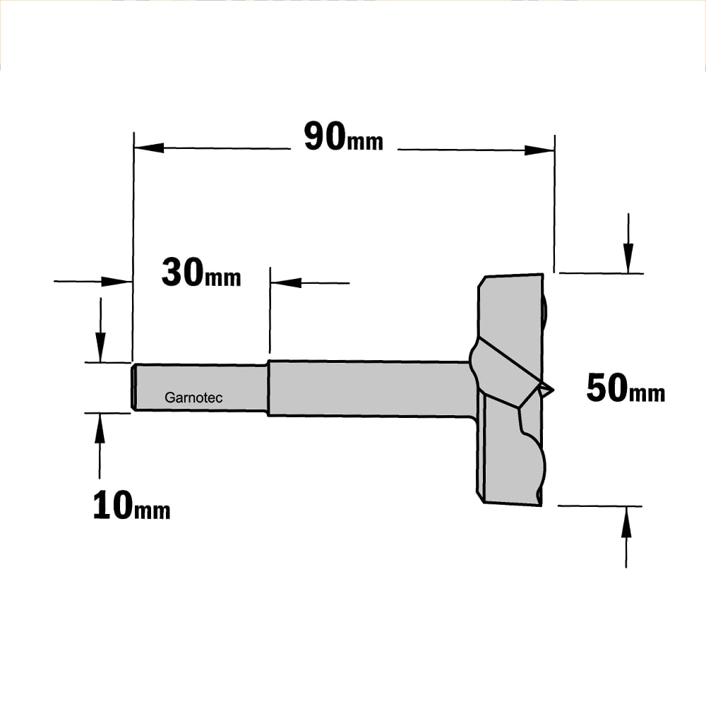 Cilinderkopboor D=50, rechts