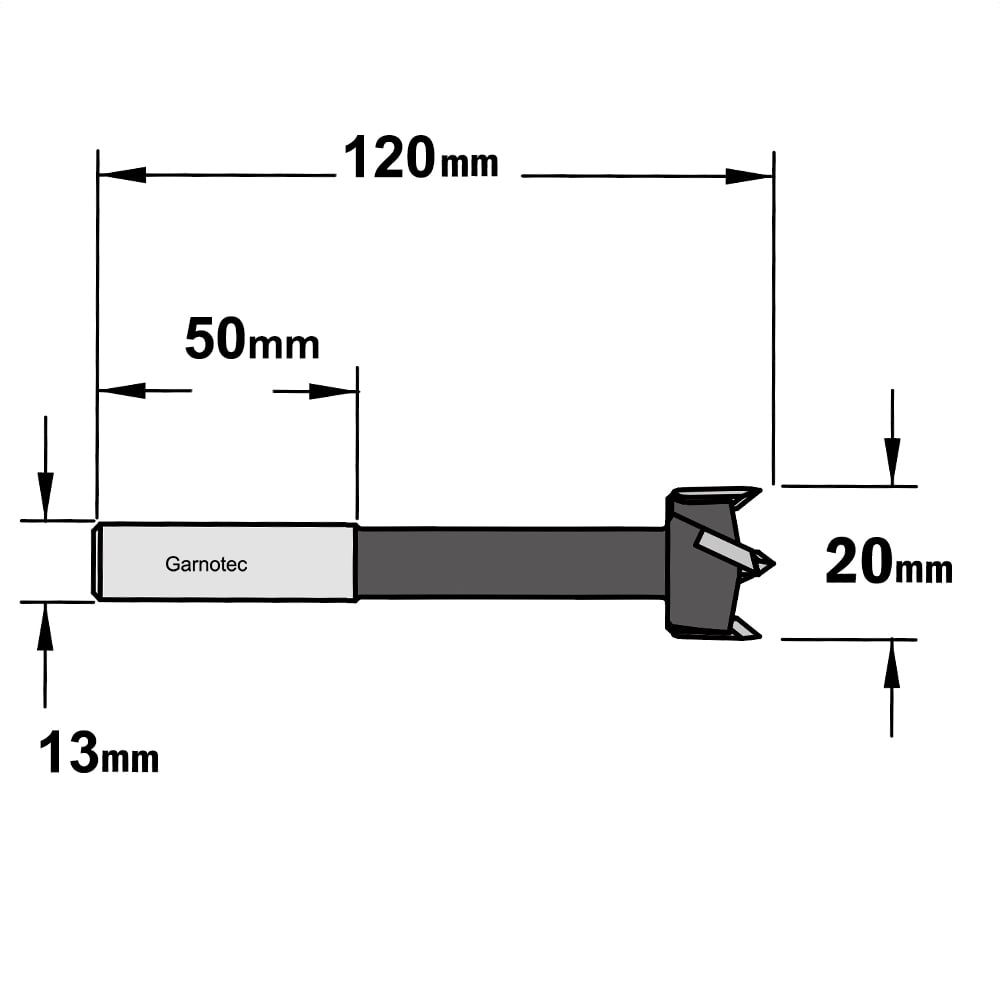Cilinderkopboor D=20 met lange cilindrische schacht, rechts