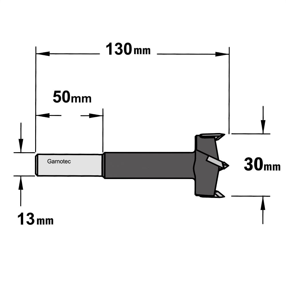 Cilinderkopboor D=30 met lange cilindrische schacht, rechts