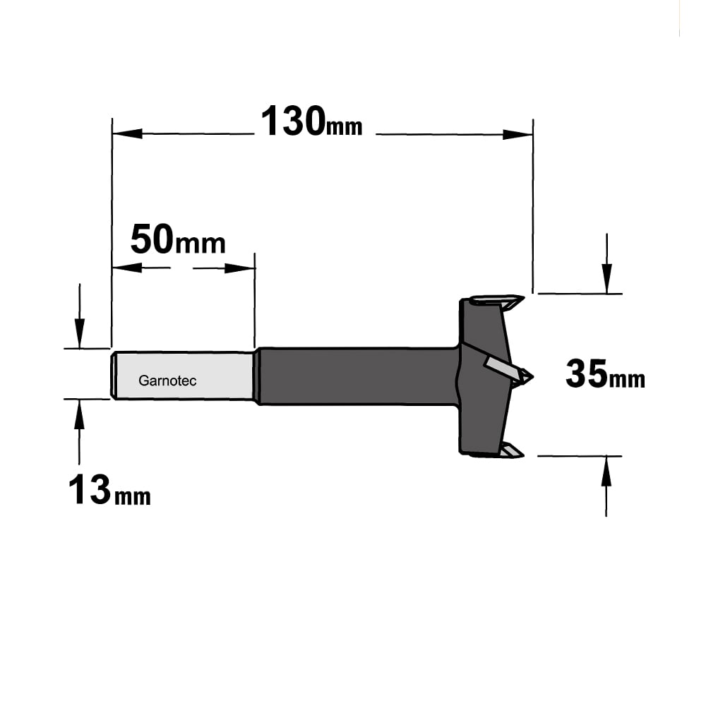 Cilinderkopboor D=35 met lange cilindrische schacht, rechts