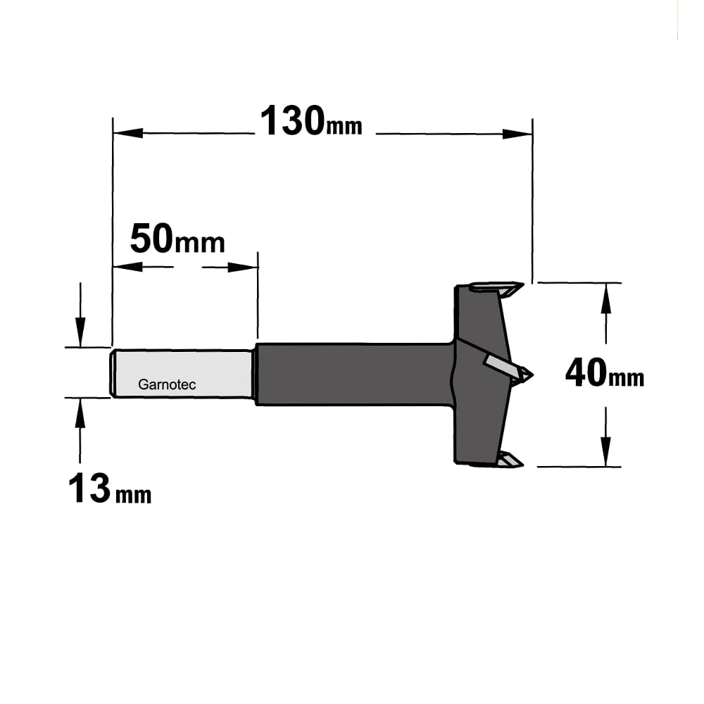 Cilinderkopboor D=40 met lange cilindrische schacht, rechts