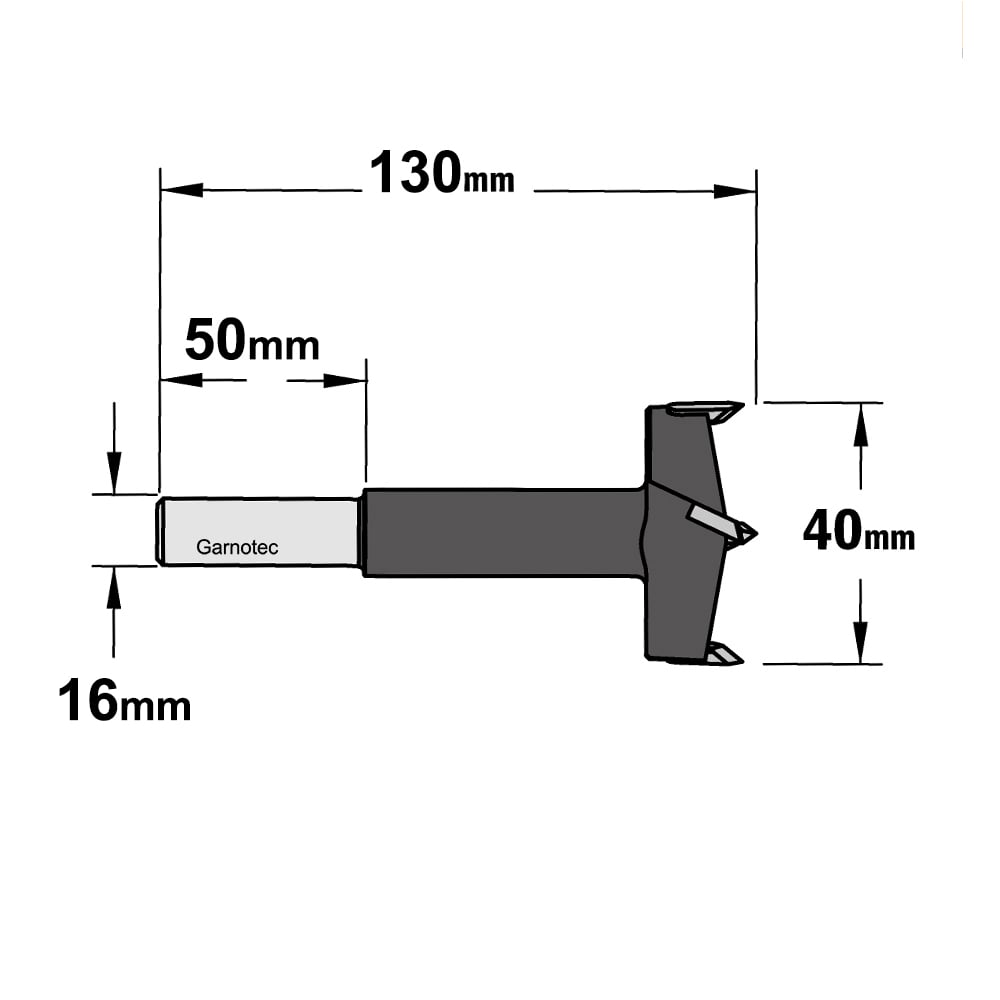 Cilinderkopboor D=40 met lange cilindrische schacht, rechts