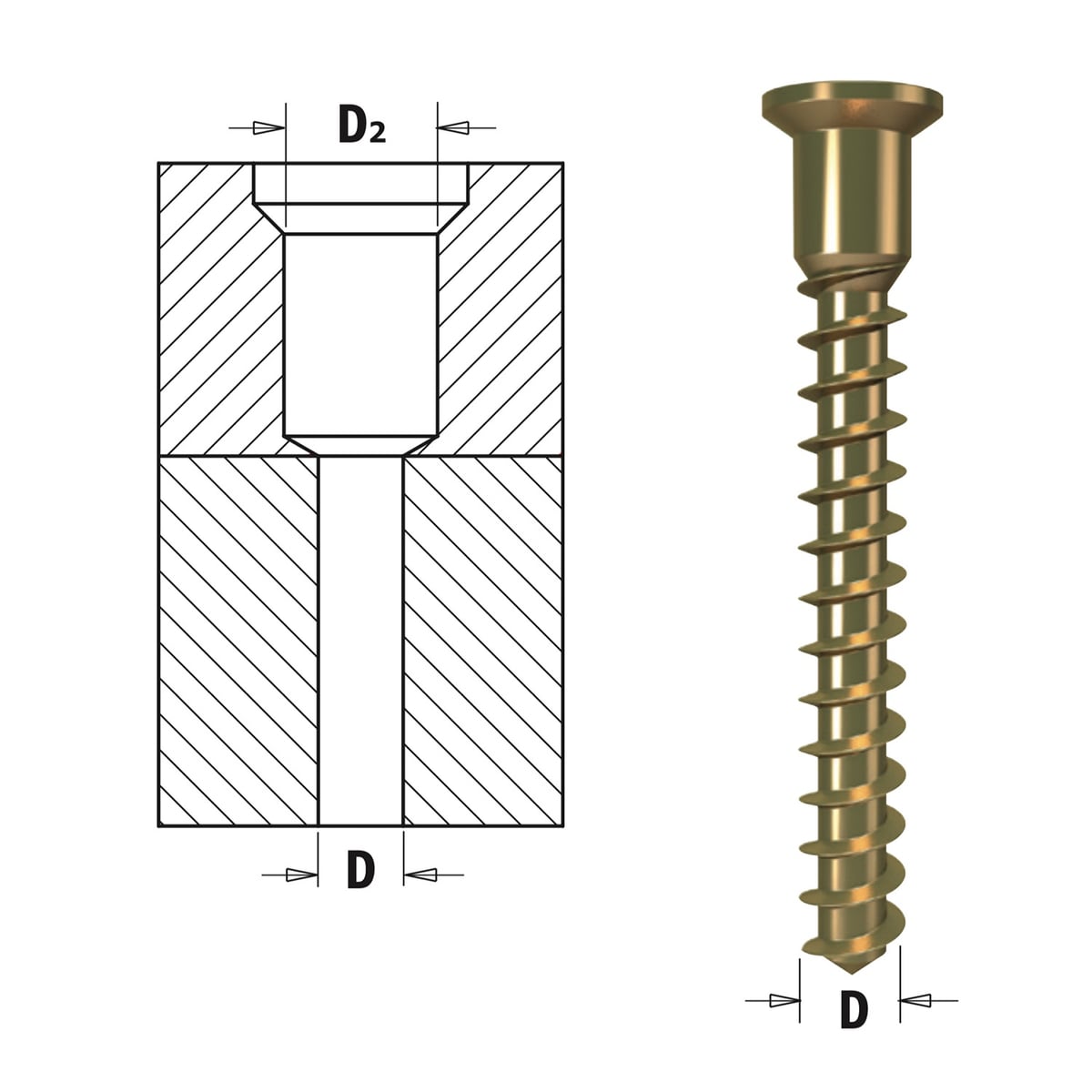 Trappenboor met verzinker voor schroefverbinding