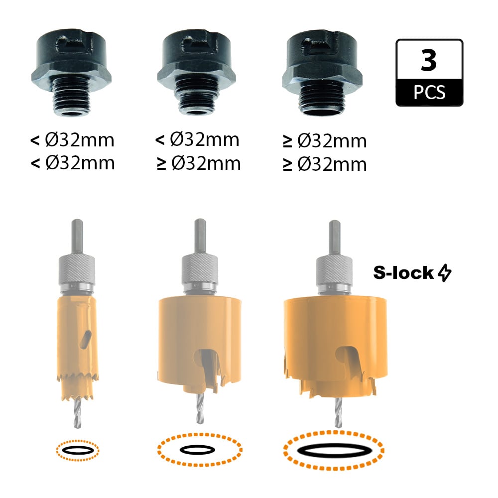 Set van 3 adapters voor het vergroten van gaten - GRN