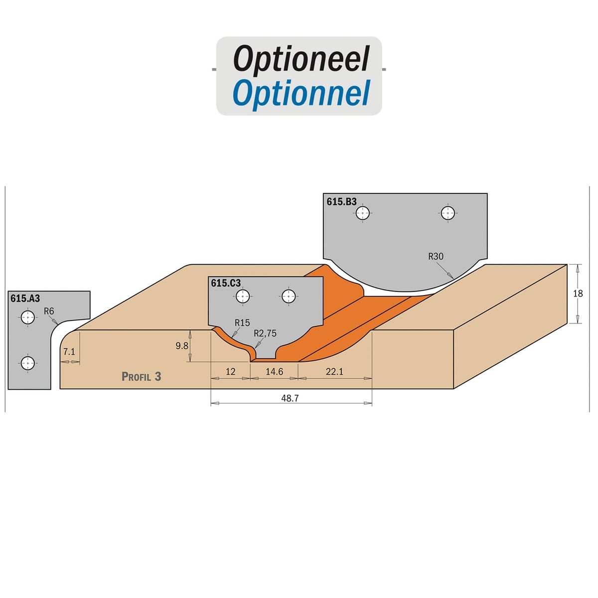 Profielmes voor profielfrees type A3