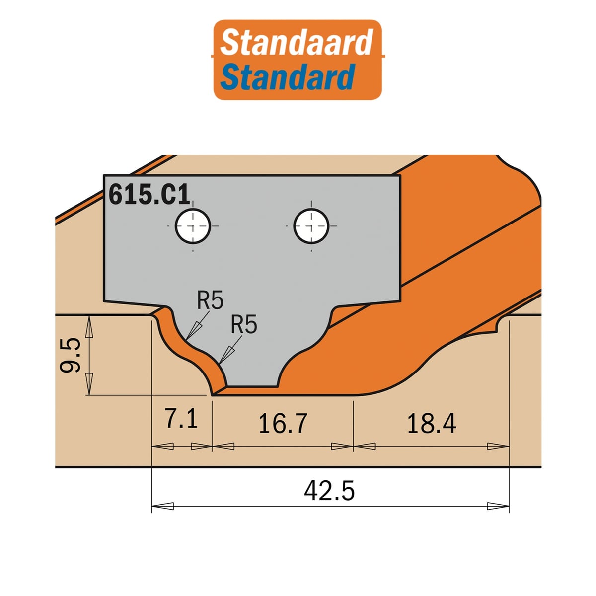 Profielmes voor profielfrees type C1