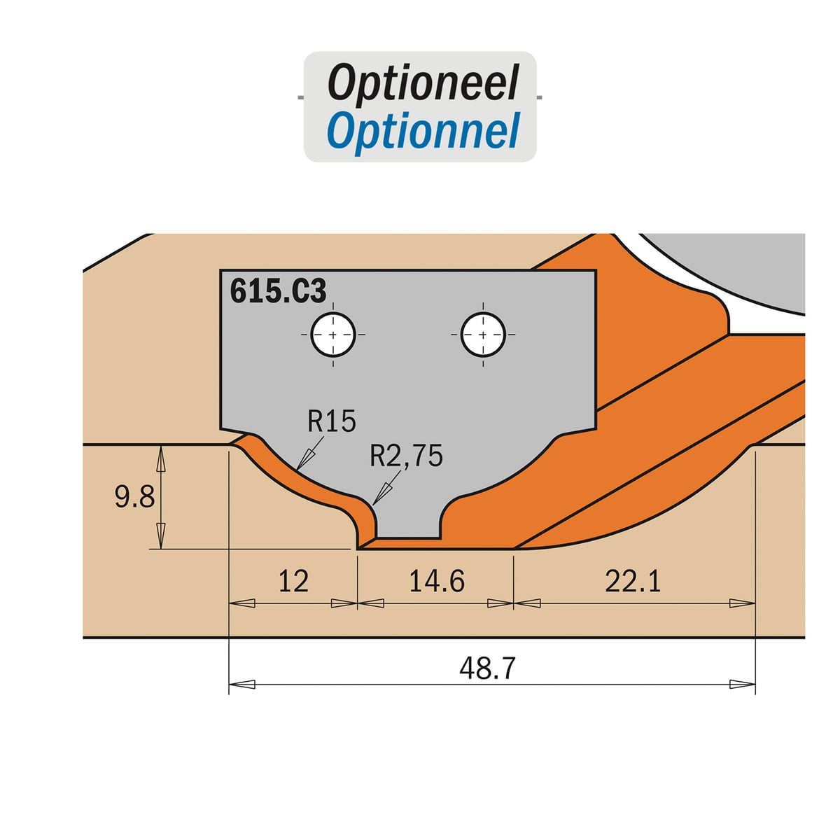 Profielmes voor profielfrees type C3