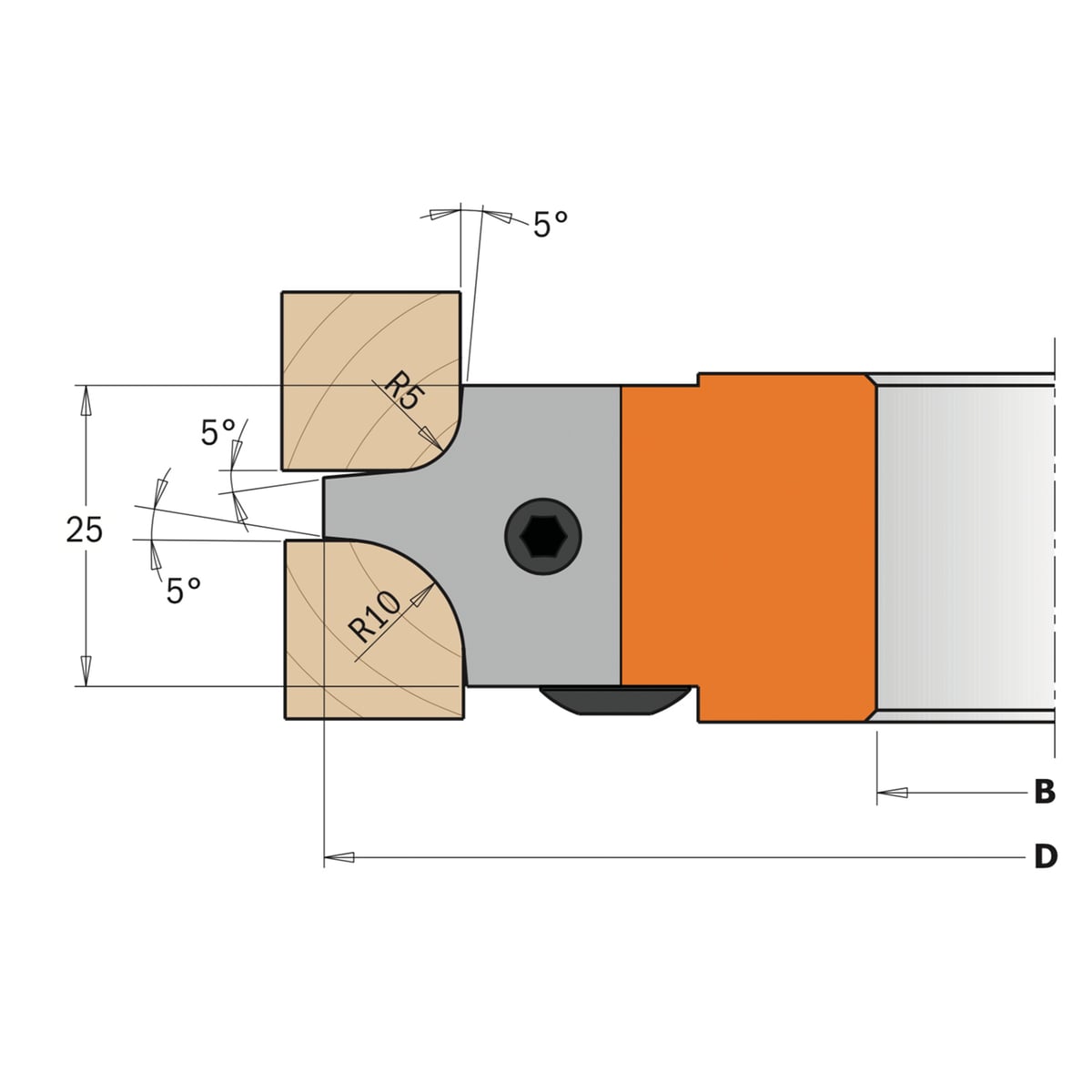 Profielmes voor multiradius-afrondfrees type 1.3
