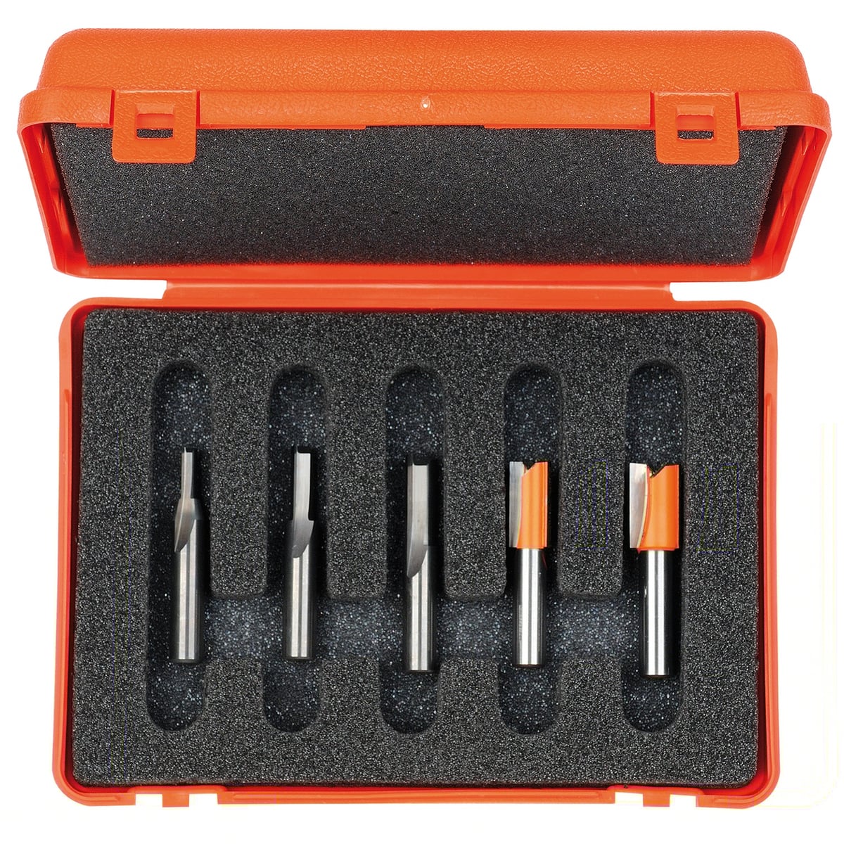 5-delige frezenset in pvc kistje, HW