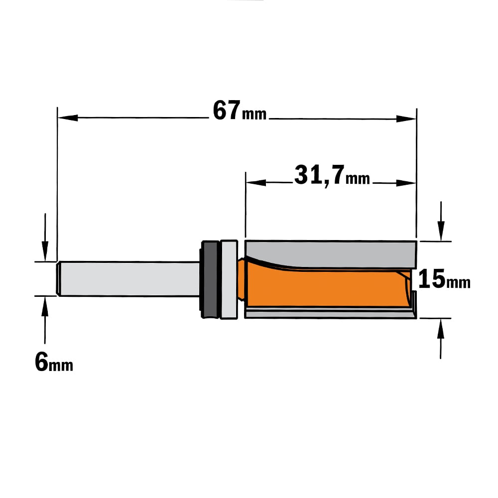 Groeffrees met kogellager, HW