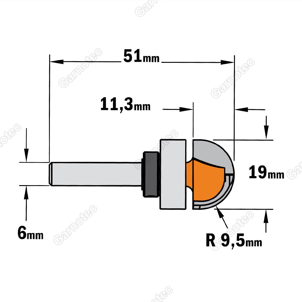 Bolle radiusfrees met kogellager, HW