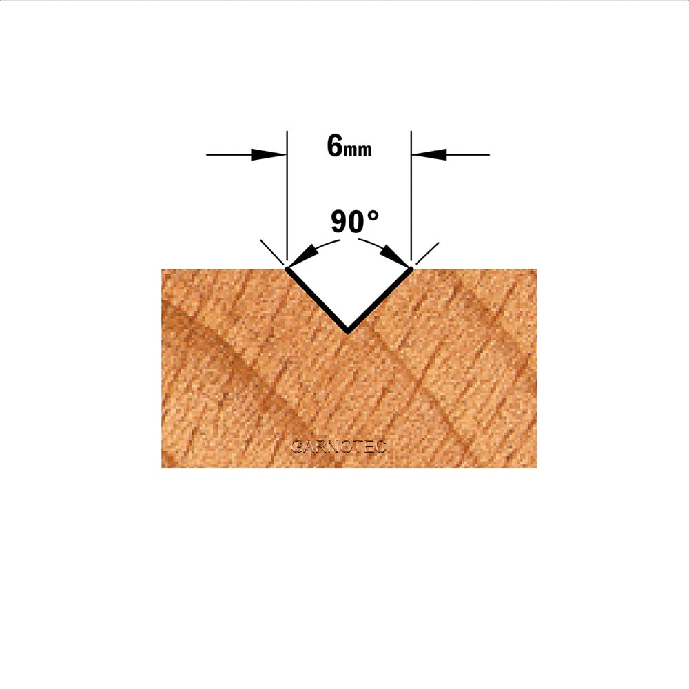 V-groef frees 90°, HWM