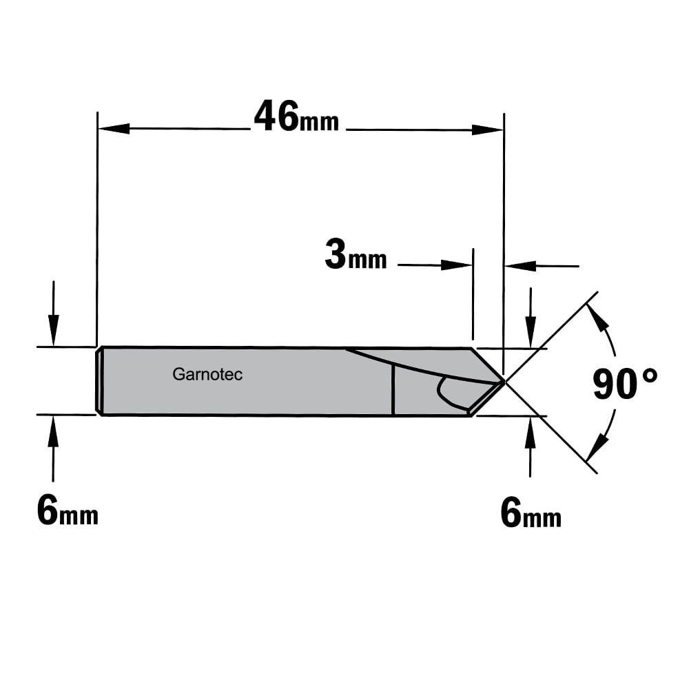 V-groef frees 90°, HWM