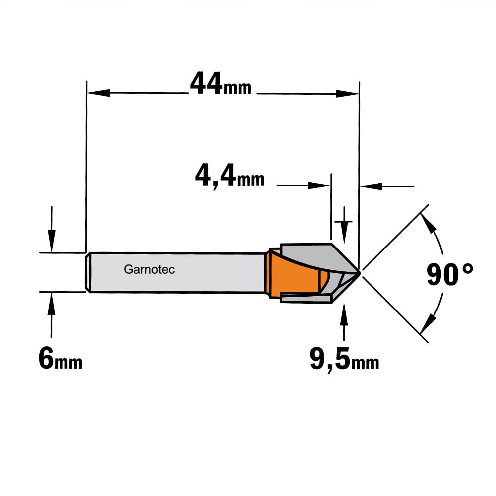 V-groef frees 90°, HW