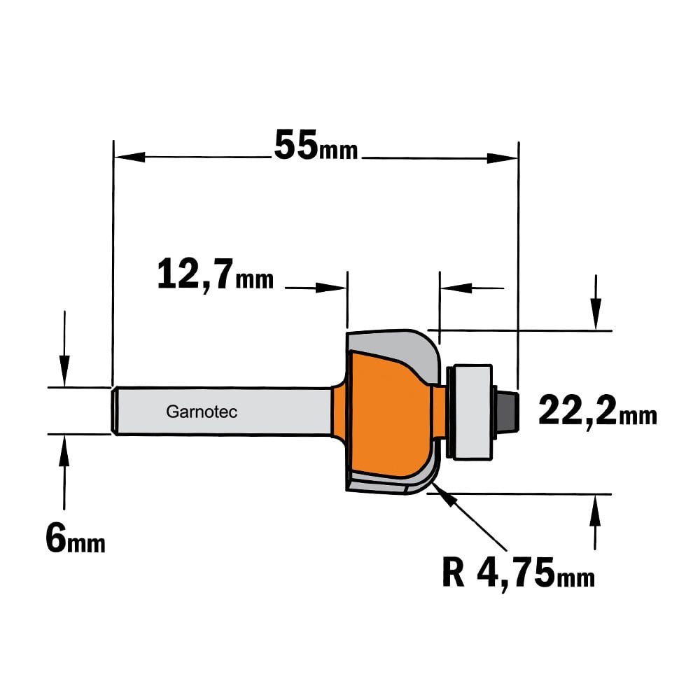 Bolle radiusfrees met kogellager, HW