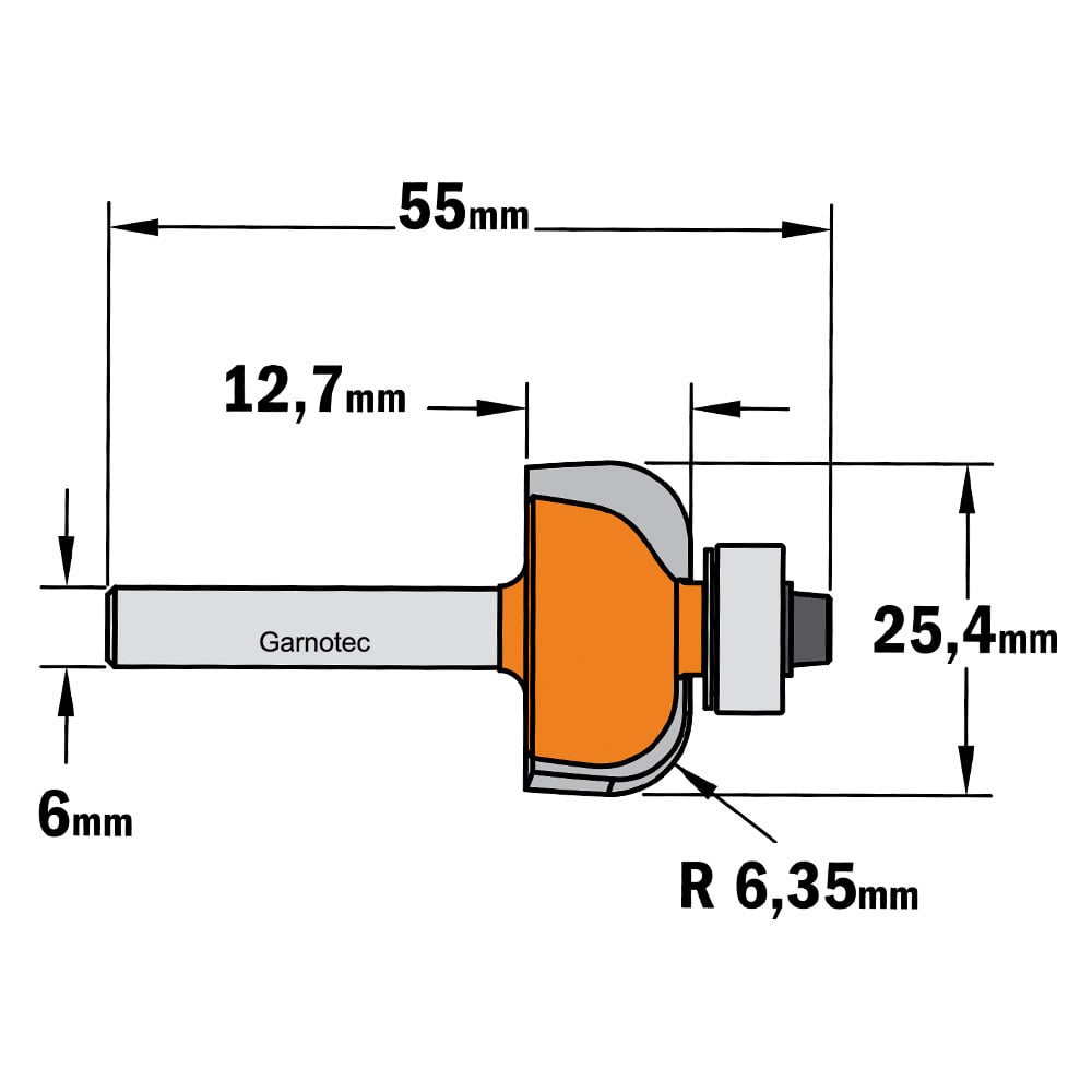 Bolle radiusfrees met kogellager, HW