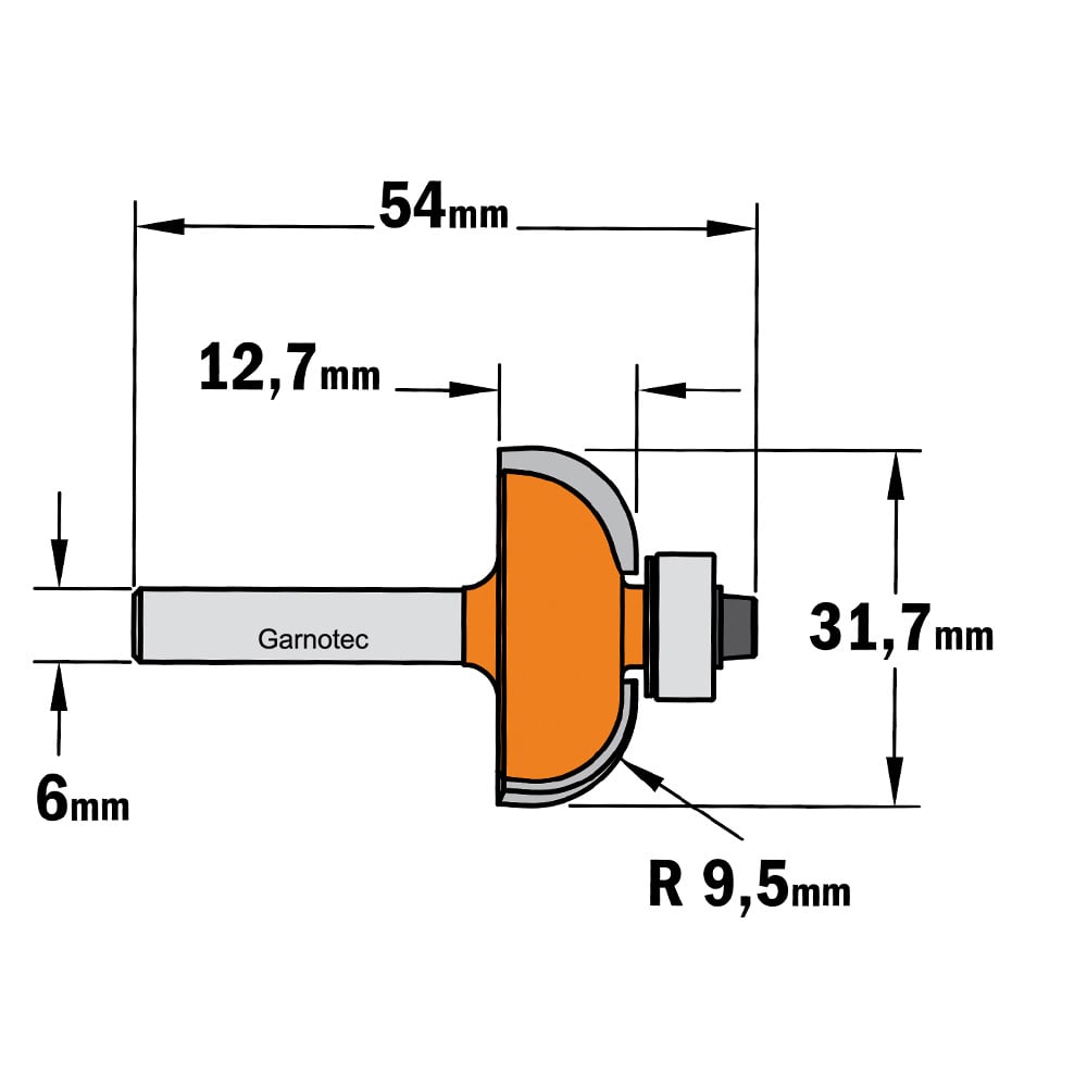 Bolle radiusfrees met kogellager, HW