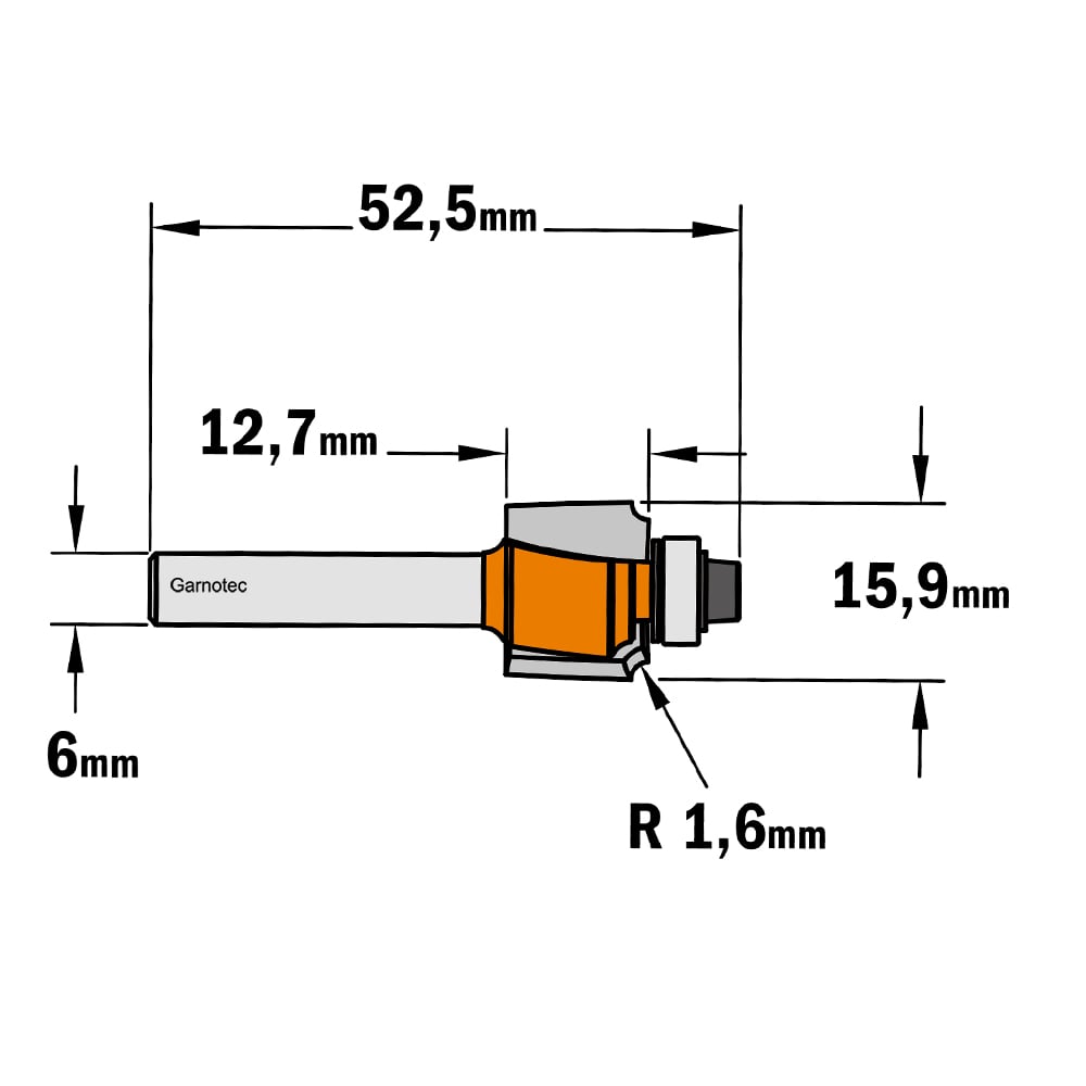 Holle radiusfrees met opstaande kant, HW