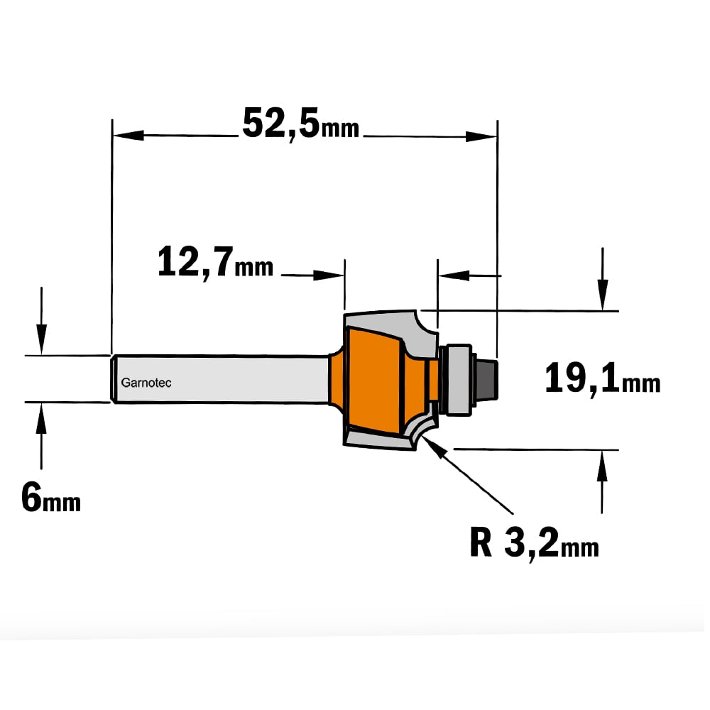 Holle radiusfrees met opstaande kant, HW