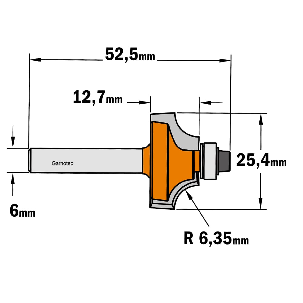 Holle radiusfrees met opstaande kant, HW