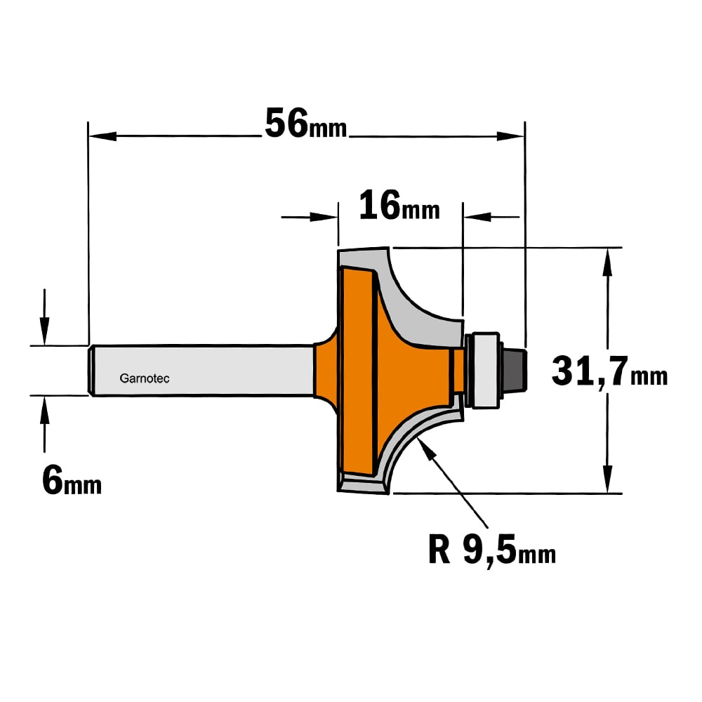 Holle radiusfrees met opstaande kant, HW
