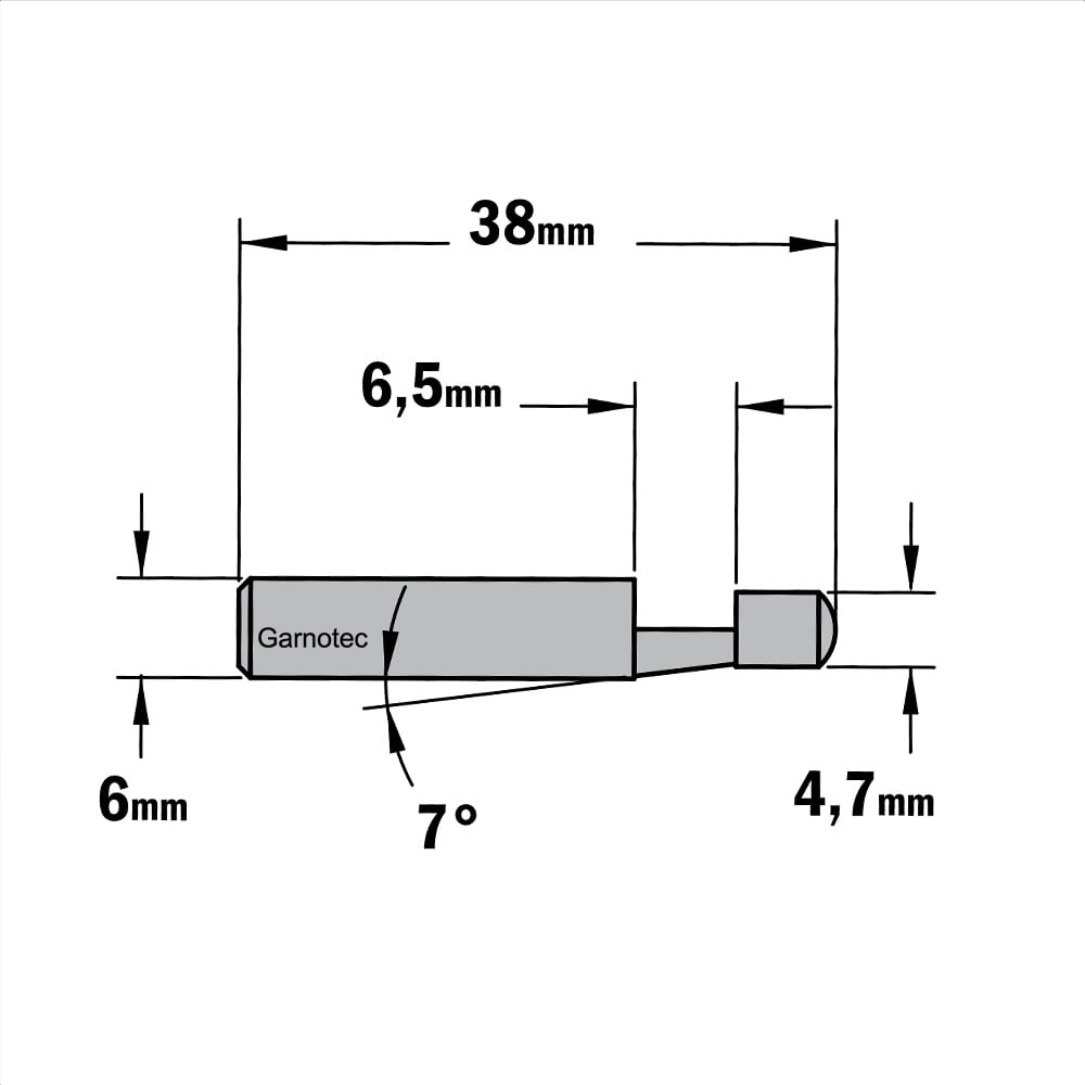 Kantenfrees 7° met geleiding zonder lager, HWM