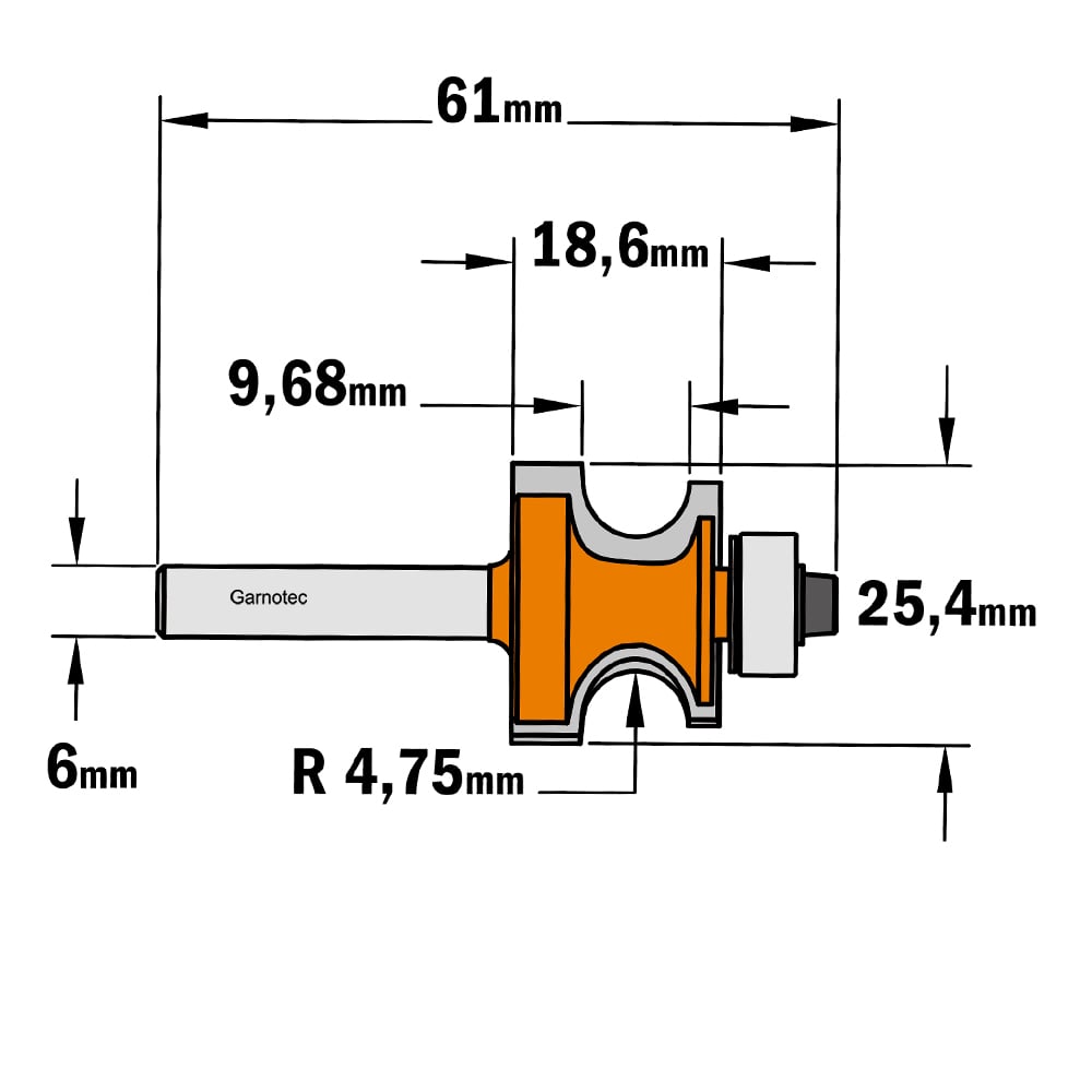 Kantenfrees met kogellager, HW