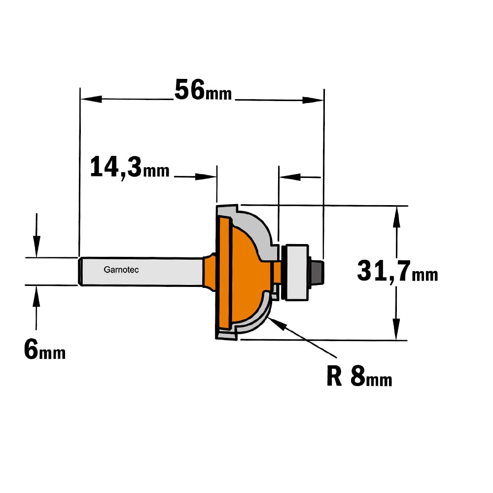 Bolle radiusfrees met kogellager, HW