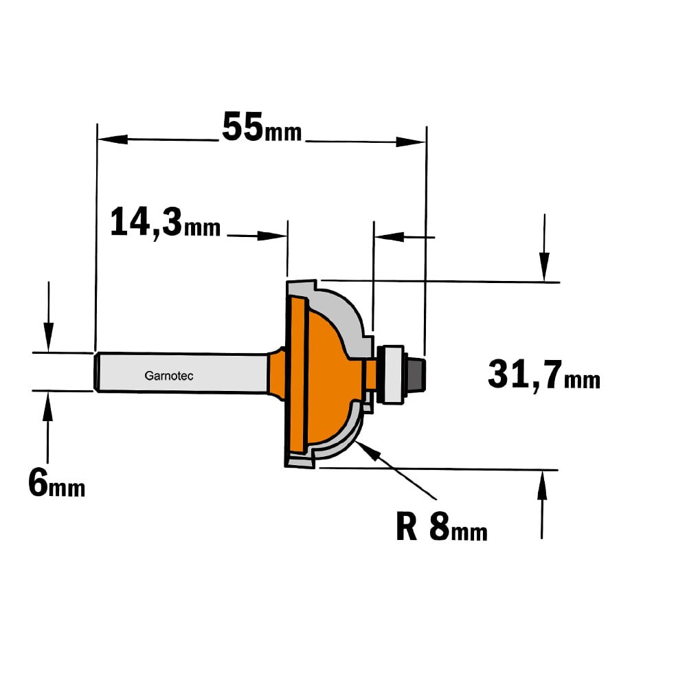 Bolle radiusfrees met kogellager, HW