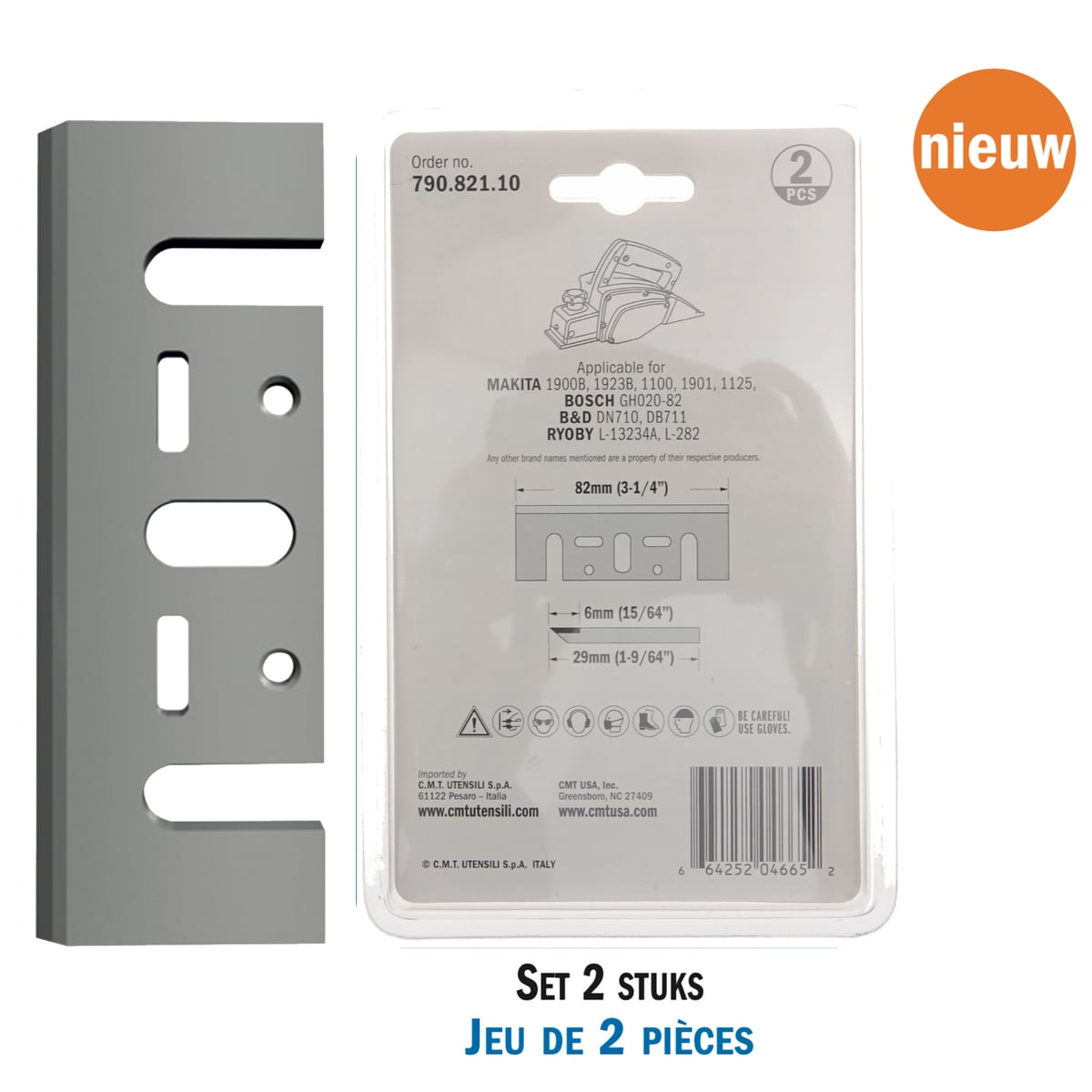 Standaard HW schaafmessen voor handschaafmachine (2 stuks)