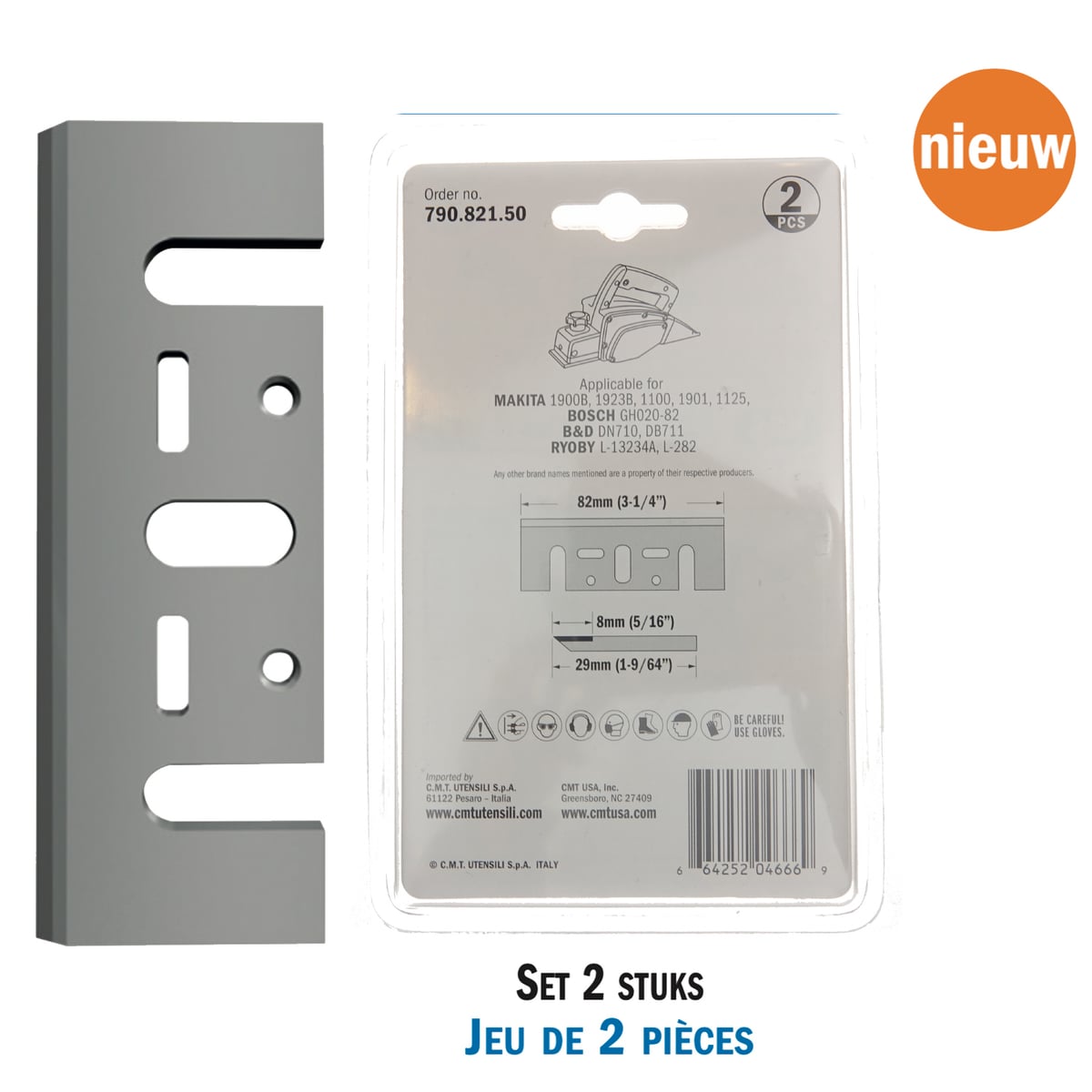 Standaard HSS schaafmessen voor handschaafmachine (2 stuks)