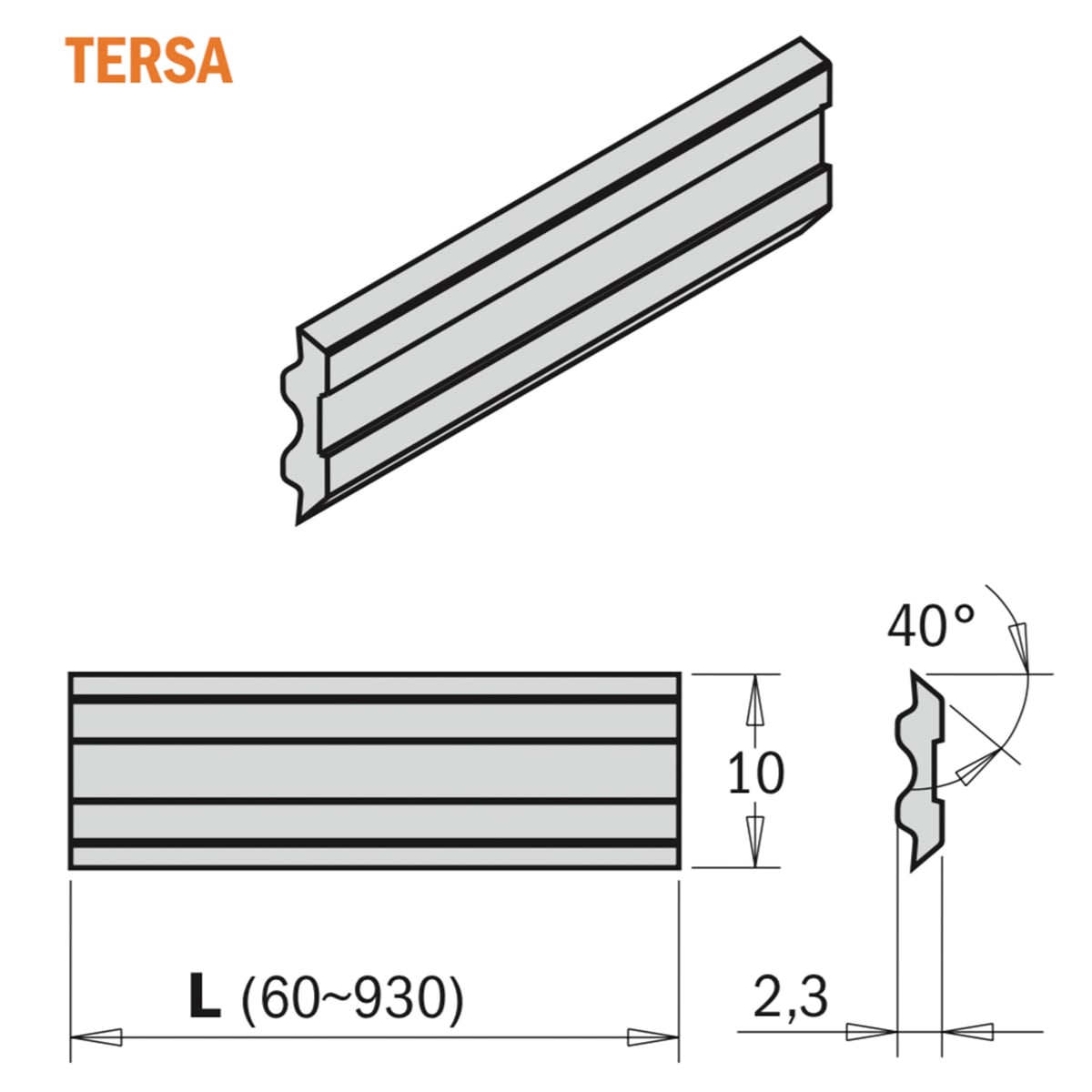 Tersa schaafmes HSS 18% 510x10x2,3